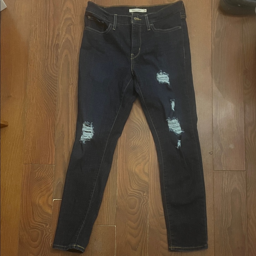Levi's Dark Blue Distressed Skinny Jeans